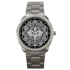 Ornate Hindu Elephant  Sport Metal Watch by Valentinaart