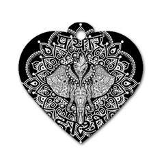 Ornate Hindu Elephant  Dog Tag Heart (two Sides) by Valentinaart