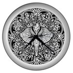 Ornate Hindu Elephant  Wall Clocks (Silver)  Front