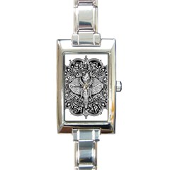 Ornate Hindu Elephant  Rectangle Italian Charm Watch by Valentinaart