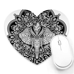 Ornate Hindu Elephant  Heart Mousepads by Valentinaart