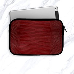 Red Lizard Leather Print Apple Ipad Mini Zipper Cases by LoolyElzayat