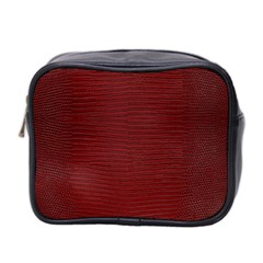 Red Lizard Leather Print Mini Toiletries Bag 2-side by LoolyElzayat