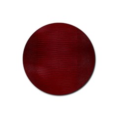 Red Lizard Leather Print Rubber Coaster (round)  by LoolyElzayat