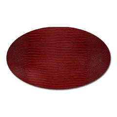 Red Lizard Leather Print Oval Magnet by LoolyElzayat