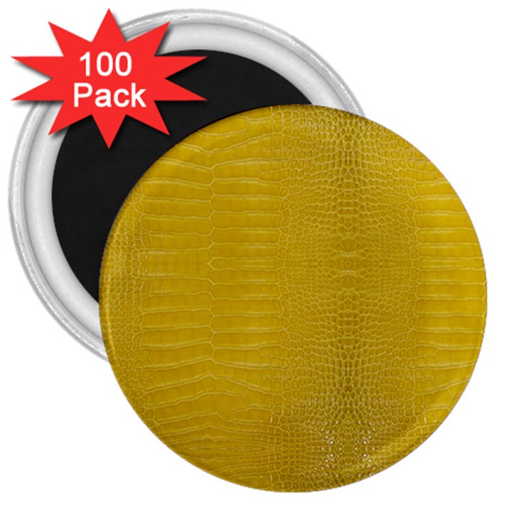 Yellow Alligator Skin 3  Magnets (100 pack)