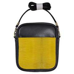 Yellow Alligator Skin Girls Sling Bags by LoolyElzayat