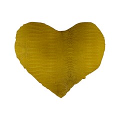 Yellow Alligator Skin Standard 16  Premium Flano Heart Shape Cushions by LoolyElzayat