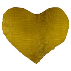 Yellow Alligator Skin Large 19  Premium Flano Heart Shape Cushions by LoolyElzayat