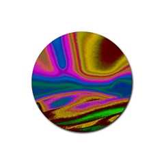 Colorful Waves Rubber Coaster (round)  by LoolyElzayat