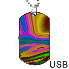 Colorful Waves Dog Tag Usb Flash (one Side) by LoolyElzayat