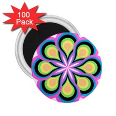 Colorful Feathers Mandala 2 25  Magnets (100 Pack) 