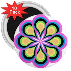 Colorful Feathers Mandala 3  Magnets (10 Pack) 