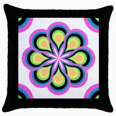 Colorful Feathers Mandala Throw Pillow Case (black)