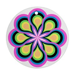 Colorful Feathers Mandala Round Ornament (two Sides)