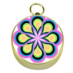 Colorful Feathers Mandala Gold Compasses