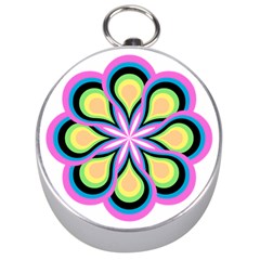 Colorful Feathers Mandala Silver Compasses by LoolyElzayat