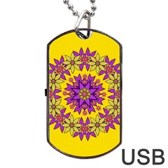 Fantasy Flower Wreath With Jungle Florals Dog Tag Usb Flash (one Side) by pepitasart