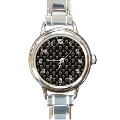 Skulls Motif Pattern Round Italian Charm Watch by dflcprints