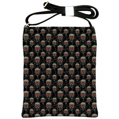 Skulls Motif Pattern Shoulder Sling Bags by dflcprints