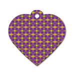 Purple Yellow Swirl Pattern Dog Tag Heart (One Side) Front