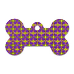 Purple Yellow Swirl Pattern Dog Tag Bone (Two Sides)