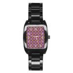 Purple Yellow Swirl Pattern Stainless Steel Barrel Watch Front