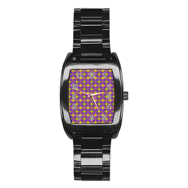 Purple Yellow Swirl Pattern Stainless Steel Barrel Watch