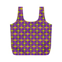 Purple Yellow Swirl Pattern Full Print Recycle Bags (M) 