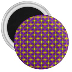 Purple Yellow Swirl Pattern 3  Magnets