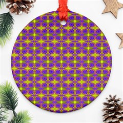 Purple Yellow Swirl Pattern Ornament (round) by BrightVibesDesign