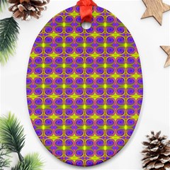 Purple Yellow Swirl Pattern Ornament (oval) by BrightVibesDesign