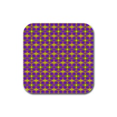 Purple Yellow Swirl Pattern Rubber Square Coaster (4 pack) 