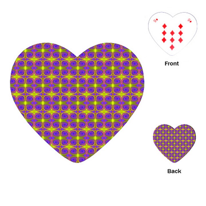 Purple Yellow Swirl Pattern Playing Cards (Heart) 