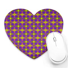 Purple Yellow Swirl Pattern Heart Mousepads by BrightVibesDesign