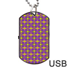 Purple Yellow Swirl Pattern Dog Tag Usb Flash (one Side) by BrightVibesDesign