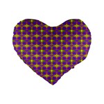 Purple Yellow Swirl Pattern Standard 16  Premium Flano Heart Shape Cushions Front