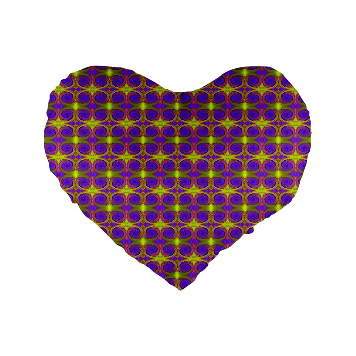 Purple Yellow Swirl Pattern Standard 16  Premium Flano Heart Shape Cushions