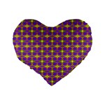 Purple Yellow Swirl Pattern Standard 16  Premium Flano Heart Shape Cushions Back