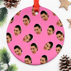 Crying Kim Kardashian Ornament (round) by Valentinaart