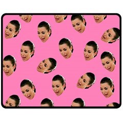 Crying Kim Kardashian Double Sided Fleece Blanket (medium)  by Valentinaart