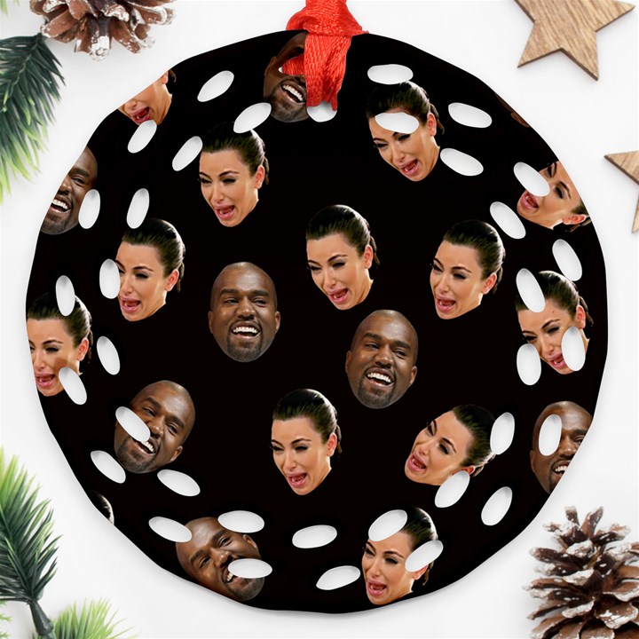 Crying Kim Kardashian Ornament (Round Filigree)