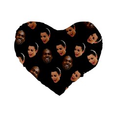 Crying Kim Kardashian Standard 16  Premium Flano Heart Shape Cushions by Valentinaart