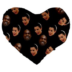 Crying Kim Kardashian Large 19  Premium Flano Heart Shape Cushions