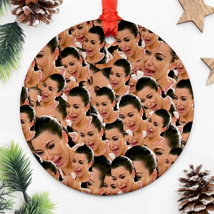 Crying Kim Kardashian Round Ornament (Two Sides)