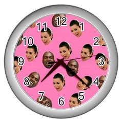 Crying Kim Kardashian Wall Clocks (silver)  by Valentinaart