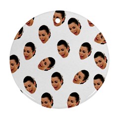 Crying Kim Kardashian Round Ornament (two Sides) by Valentinaart