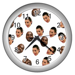 Crying Kim Kardashian Wall Clocks (silver)  by Valentinaart