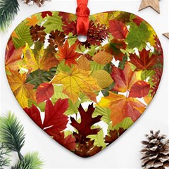 Autumn Fall Leaves Ornament (heart) by LoolyElzayat