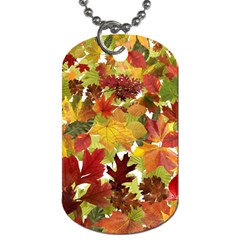 Autumn Fall Leaves Dog Tag (one Side) by LoolyElzayat